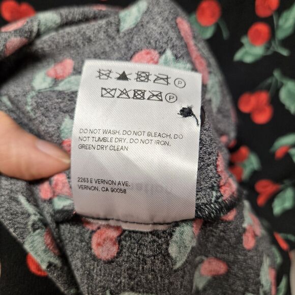 Reformation Bedford Mini Short Dress sz Small Cherry Fruits Ruffles Black Red - Picture 12 of 13